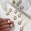 Imagen de 1 Unidad Recubrimiento al Vacío PVD Ecológico 304 Acero Inoxidable Colgantes Chapado en Oro de 18K Blanco Esmalte Óvalo Mayúscula Letra Mensaje " A-Z " Hueco 20mm x 14mm
