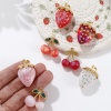 Picture of Eco-friendly PVD Vacuum Plating 304 Stainless Steel & Resin Charms 18K Real Gold Plated Multicolor Fruit Clear Rhinestone