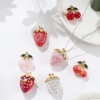 Picture of Eco-friendly PVD Vacuum Plating 304 Stainless Steel & Resin Charms 18K Real Gold Plated Multicolor Fruit Clear Rhinestone