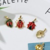 Picture of Eco-friendly Brass Insect Charm Pendant 18K Real Gold Plated Red Ladybug Animal Enamel
