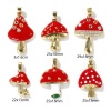 Picture of Eco-friendly Brass Charm Pendant 18K Real Gold Plated Red Mushroom Enamel