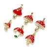 Picture of Eco-friendly Brass Charm Pendant 18K Real Gold Plated Red Mushroom Enamel