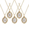 Picture of Eco-friendly PVD Vacuum Plating Stylish 18K Gold Plated White 304 Stainless Steel Link Cable Chain Oval Capital Alphabet Initial Letter Message " A-Z " Enamel Pendant Charm Necklace Unisex 45cm(17.7") + 5cm(2") long