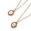 Picture of Eco-friendly PVD Vacuum Plating Stylish 18K Gold Plated White 304 Stainless Steel Link Cable Chain Oval Capital Alphabet Initial Letter Message " A-Z " Enamel Pendant Charm Necklace Unisex 45cm(17.7") + 5cm(2") long