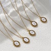 Picture of Eco-friendly PVD Vacuum Plating Stylish 18K Gold Plated White 304 Stainless Steel Link Cable Chain Oval Capital Alphabet Initial Letter Message " A-Z " Enamel Pendant Charm Necklace Unisex 45cm(17.7") + 5cm(2") long