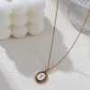 Picture of Eco-friendly PVD Vacuum Plating Stylish 18K Gold Plated White 304 Stainless Steel Link Cable Chain Oval Capital Alphabet Initial Letter Message " A-Z " Enamel Pendant Charm Necklace Unisex 45cm(17.7") + 5cm(2") long