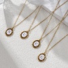 Picture of Eco-friendly PVD Vacuum Plating Stylish 18K Gold Plated White 304 Stainless Steel Link Cable Chain Oval Capital Alphabet Initial Letter Message " A-Z " Enamel Pendant Charm Necklace Unisex 45cm(17.7") + 5cm(2") long