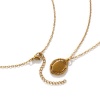 Picture of Eco-friendly PVD Vacuum Plating Stylish 18K Gold Plated White 304 Stainless Steel Link Cable Chain Oval Capital Alphabet Initial Letter Message " A-Z " Enamel Pendant Charm Necklace Unisex 45cm(17.7") + 5cm(2") long