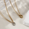 Picture of Eco-friendly PVD Vacuum Plating Minimalist 18K Real Gold Plated 304 Stainless Steel Link Cable Chain Circle Ring Pendant Charm Necklace For Women Gift 42cm(16.5") + 8cm(3.1") long