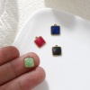 Picture of Eco-friendly PVD Vacuum Plating 304 Stainless Steel Geometric Charms 18K Real Gold Plated Multicolor Enamel Square Glitter 10mm x 8mm