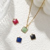 Picture of Eco-friendly PVD Vacuum Plating 304 Stainless Steel Geometric Charms 18K Real Gold Plated Multicolor Enamel Square Glitter 10mm x 8mm
