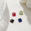 Picture of Eco-friendly PVD Vacuum Plating 304 Stainless Steel Geometric Charms 18K Real Gold Plated Multicolor Enamel Square Glitter 10mm x 8mm