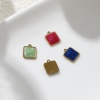 Picture of Eco-friendly PVD Vacuum Plating 304 Stainless Steel Geometric Charms 18K Real Gold Plated Multicolor Enamel Square Glitter 10mm x 8mm