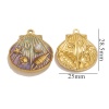 Picture of Eco-friendly PVD Vacuum Plating 304 Stainless Steel Ocean Jewelry Charms 18K Gold Plated Multicolor Enamel Shell Conch Sea Snail Imitation Pearl 25mm x 28.5mm