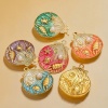 Picture of Eco-friendly PVD Vacuum Plating 304 Stainless Steel Ocean Jewelry Charms 18K Gold Plated Multicolor Enamel Shell Conch Sea Snail Imitation Pearl 25mm x 28.5mm
