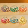 Picture of Eco-friendly PVD Vacuum Plating 304 Stainless Steel Ocean Jewelry Charms 18K Gold Plated Multicolor Enamel Shell Conch Sea Snail Imitation Pearl 25mm x 28.5mm