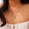 Picture of Eco-friendly Retro Ethnic 18K Real Gold Plated Multicolor Brass Link Cable Chain Rectangle Enamel Pendant Charm Necklace For Women Gift 45cm(17.7") + 5cm(2") long