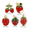 Picture of Eco-friendly Brass Charms 18K Real Gold Plated Red Enamel Strawberry Fruit