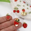 Picture of Eco-friendly Brass Charms 18K Real Gold Plated Red Enamel Strawberry Fruit