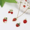 Picture of Eco-friendly Brass Charms 18K Real Gold Plated Red Enamel Strawberry Fruit