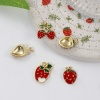 Picture of Eco-friendly Brass Charms 18K Real Gold Plated Red Enamel Strawberry Fruit