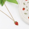 Picture of Eco-friendly Brass Charms 18K Real Gold Plated Red Enamel Strawberry Fruit