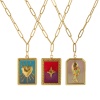Picture of Eco-friendly PVD Vacuum Plating Exquisite 18K Real Gold Plated 304 Stainless Steel Paperclip Link Chain Rectangle Pendant Charm Necklace For Women Gift 42cm(16.5") + 5cm(2") long