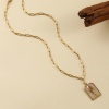 Picture of Eco-friendly PVD Vacuum Plating Exquisite 18K Real Gold Plated 304 Stainless Steel Paperclip Link Chain Rectangle Pendant Charm Necklace For Women Gift 42cm(16.5") + 5cm(2") long