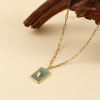 Picture of Eco-friendly PVD Vacuum Plating Exquisite 18K Real Gold Plated 304 Stainless Steel Paperclip Link Chain Rectangle Pendant Charm Necklace For Women Gift 42cm(16.5") + 5cm(2") long