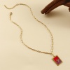 Picture of Eco-friendly PVD Vacuum Plating Exquisite 18K Real Gold Plated 304 Stainless Steel Paperclip Link Chain Rectangle Pendant Charm Necklace For Women Gift 42cm(16.5") + 5cm(2") long