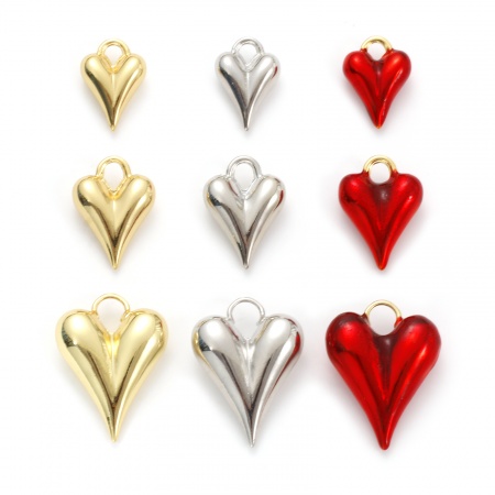 Eco-friendly Brass Valentine's Day Charms Real Gold Plated Heart 3D