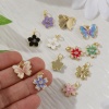 Picture of Eco-friendly Brass Charms 18K Real Gold Plated Multicolor Enamel Flower Butterfly