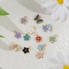 Picture of Eco-friendly Brass Charms 18K Real Gold Plated Multicolor Enamel Flower Butterfly