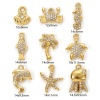 Picture of Eco-friendly PVD Vacuum Plating 304 Stainless Steel Charms 18K Real Gold Plated Micro Pave Clear Cubic Zirconia
