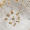 Picture of Eco-friendly PVD Vacuum Plating 304 Stainless Steel Charms 18K Real Gold Plated Micro Pave Clear Cubic Zirconia