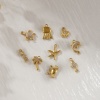 Picture of Eco-friendly PVD Vacuum Plating 304 Stainless Steel Charms 18K Real Gold Plated Micro Pave Clear Cubic Zirconia