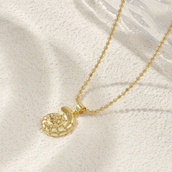 Bild von 18K Echtgold plattiert Kugelkette Muschel/Meeresschnecken Anhänger Halskette, Messing 45cm + 5cm, Für Frauen, Stilvoll Ozean Schmuck Geschenk, Umweltfreundlich