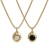 Picture of 1 Piece Eco-friendly Stylish 18K Real Gold Plated Brass Link Cable Chain Irregular Acrylic Imitation Pearl Pendant Charm Necklace For Women Gift 45cm(17.7") + 5cm(2") long