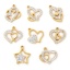 Picture of Eco-friendly PVD Vacuum Plating 304 Stainless Steel Valentine's Day Charms 18K Real Gold Plated White Enamel Heart Micro Pave Clear Rhinestone