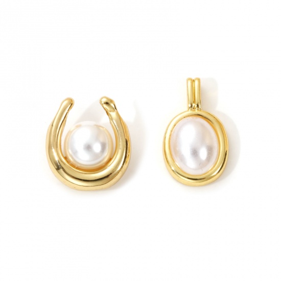 Imagen de 1 Unidad Latón Colgantes Chapado en Oro de 18K Blanco Acrílico Imitación de Perla