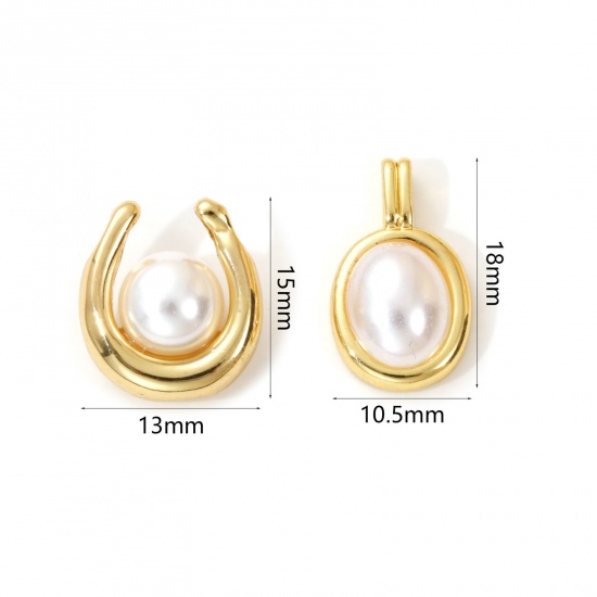 Imagen de 1 Unidad Latón Colgantes Chapado en Oro de 18K Blanco Acrílico Imitación de Perla