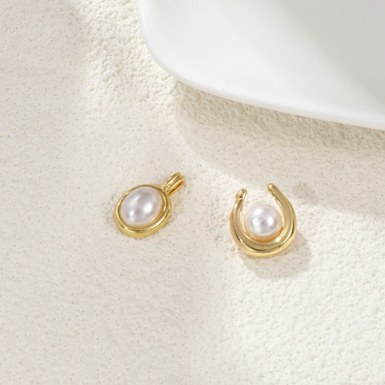 Imagen de 1 Unidad Latón Colgantes Chapado en Oro de 18K Blanco Acrílico Imitación de Perla