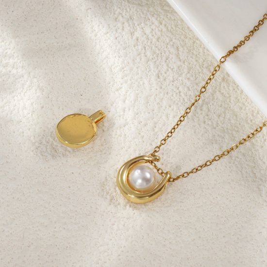 Imagen de 1 Unidad Latón Colgantes Chapado en Oro de 18K Blanco Acrílico Imitación de Perla
