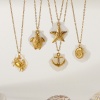 Bild von 18K Echtgold plattiert Kreuz Gliederketten Anhänger Halskette, 304 Edelstahl & Natürliche Muschel 45cm + 5cm, Für Frauen, Exquisit Ozean Schmuck Geschenk, Umweltfreundliche PVD-Vakuumbeschichtung