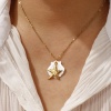 Bild von 18K Echtgold plattiert Kreuz Gliederketten Anhänger Halskette, 304 Edelstahl & Natürliche Muschel 45cm + 5cm, Für Frauen, Exquisit Ozean Schmuck Geschenk, Umweltfreundliche PVD-Vakuumbeschichtung