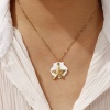 Bild von 18K Echtgold plattiert Kreuz Gliederketten Anhänger Halskette, 304 Edelstahl & Natürliche Muschel 45cm + 5cm, Für Frauen, Exquisit Ozean Schmuck Geschenk, Umweltfreundliche PVD-Vakuumbeschichtung