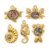 Picture of 2 PCs Eco-friendly PVD Vacuum Plating 304 Stainless Steel & Natural Shell Ocean Jewelry Charms 18K Real Gold Plated