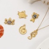 Picture of 2 PCs Eco-friendly PVD Vacuum Plating 304 Stainless Steel & Natural Shell Ocean Jewelry Charms 18K Real Gold Plated