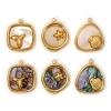 Picture of 1 Piece Eco-friendly PVD Vacuum Plating 304 Stainless Steel & Natural Shell Charms 18K Real Gold Plated