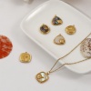 Picture of 1 Piece Eco-friendly PVD Vacuum Plating 304 Stainless Steel & Natural Shell Charms 18K Real Gold Plated